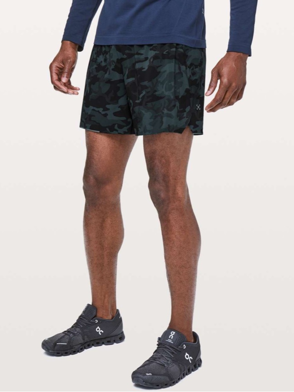 Men’s Lululemon Lined Running Athletic Shorts 5” Blue Camo size Small